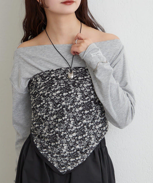 單色花卉圖案 絲巾