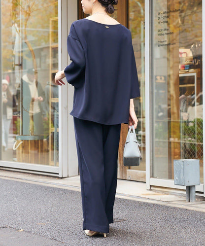 可成套搭配 雙面緞面 五分袖 女襯衫