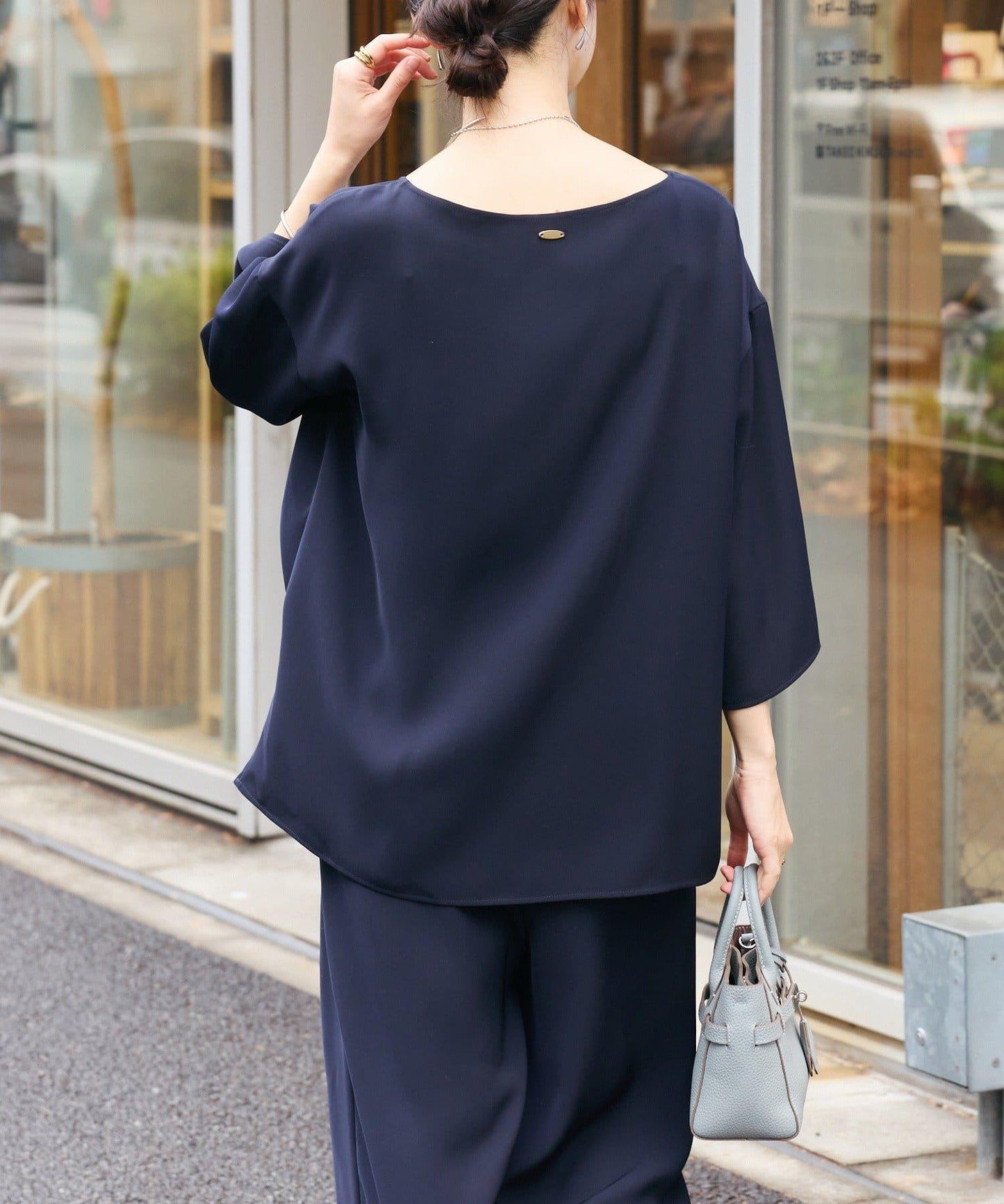 可成套搭配 雙面緞面 五分袖 女襯衫