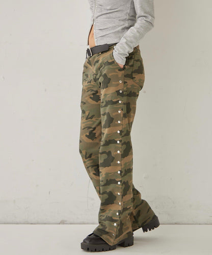 衛衣面料 中長微喇 鉚釘 褲子