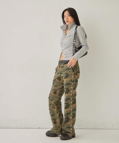 STUDDED ZIP GATHERED TOP 上衣