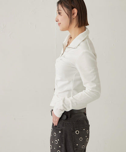 STUDDED ZIP GATHERED TOP 上衣