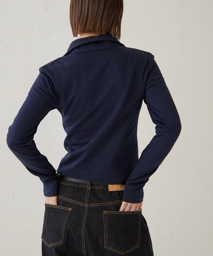 STUDDED ZIP GATHERED TOP 上衣
