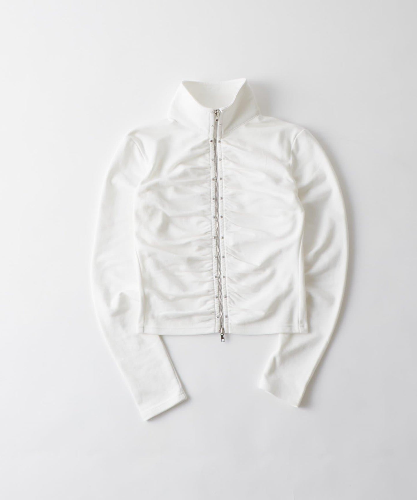 STUDDED ZIP GATHERED TOP 上衣