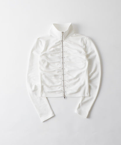 STUDDED ZIP GATHERED TOP 上衣