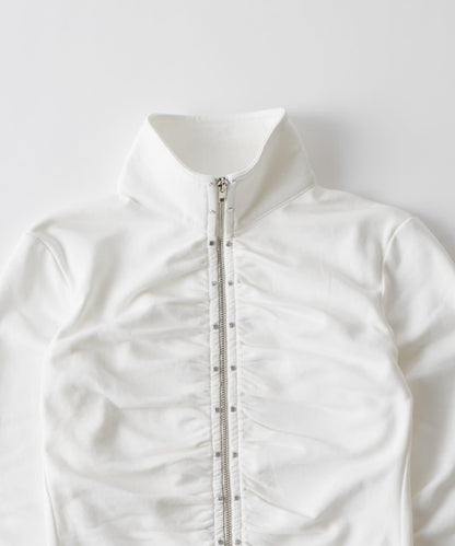 STUDDED ZIP GATHERED TOP 上衣