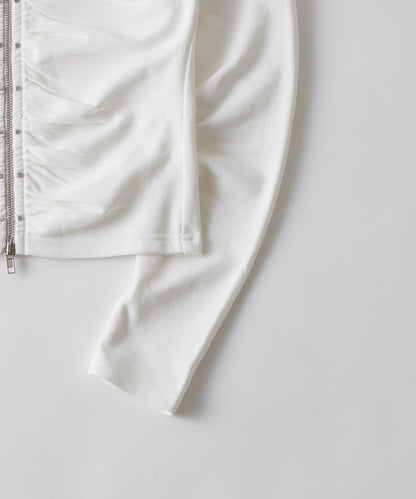 STUDDED ZIP GATHERED TOP 上衣