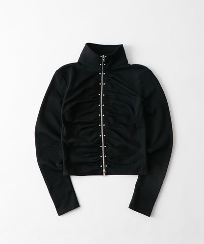STUDDED ZIP GATHERED TOP 上衣