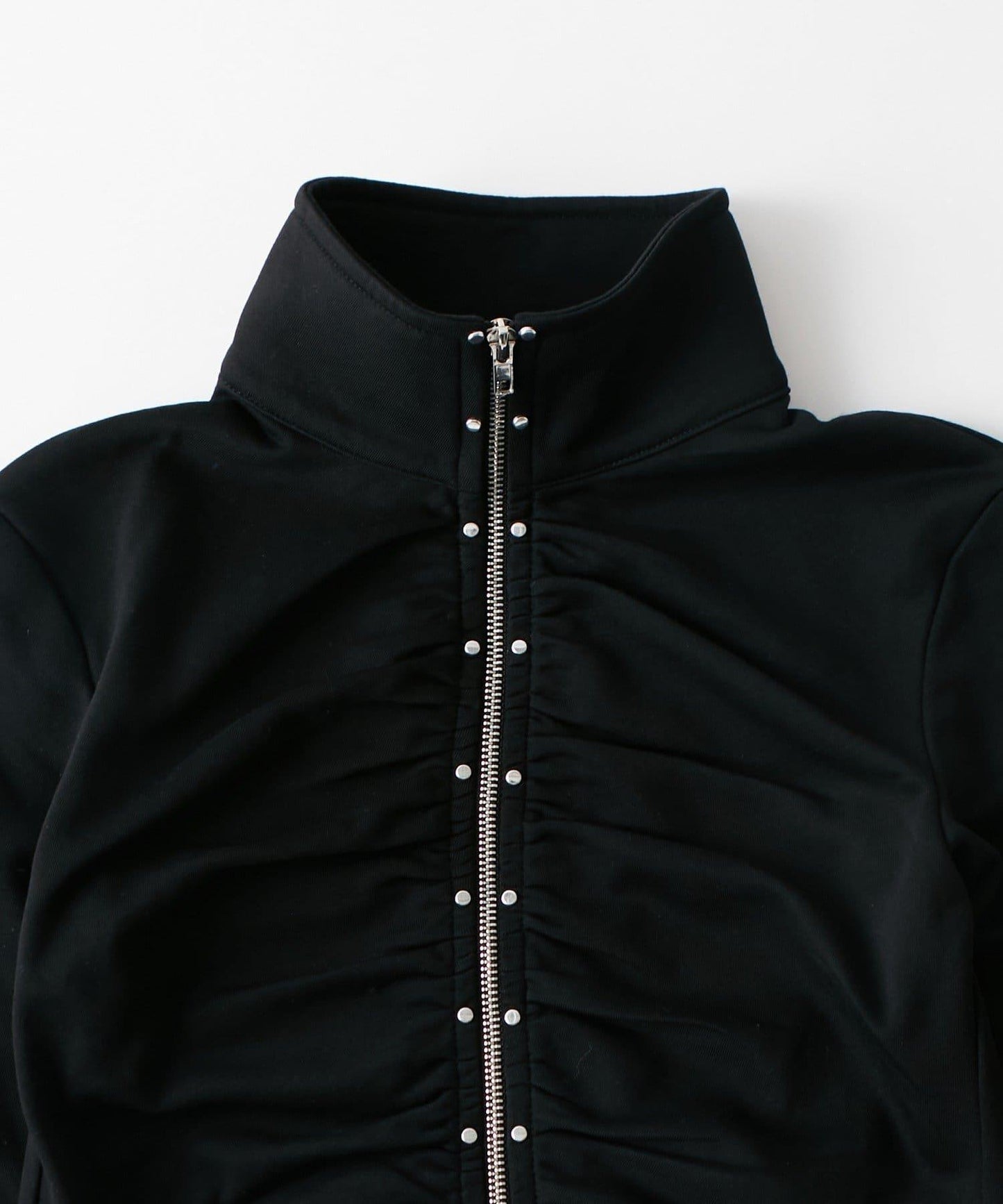 STUDDED ZIP GATHERED TOP 上衣