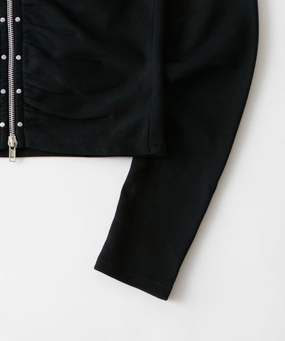 STUDDED ZIP GATHERED TOP 上衣