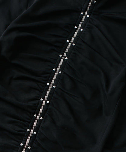 STUDDED ZIP GATHERED TOP 上衣