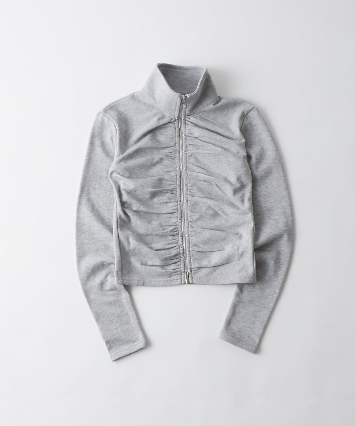 STUDDED ZIP GATHERED TOP 上衣