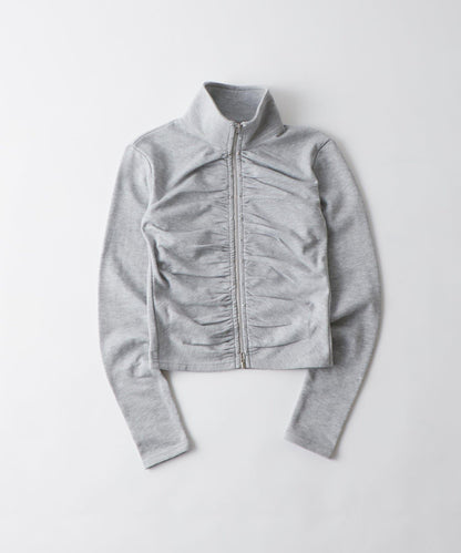 STUDDED ZIP GATHERED TOP 上衣