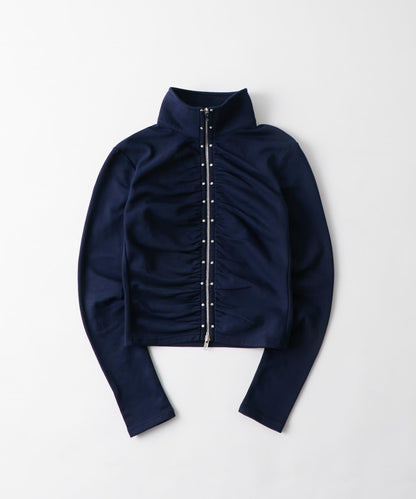 STUDDED ZIP GATHERED TOP 上衣