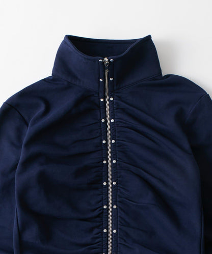 STUDDED ZIP GATHERED TOP 上衣