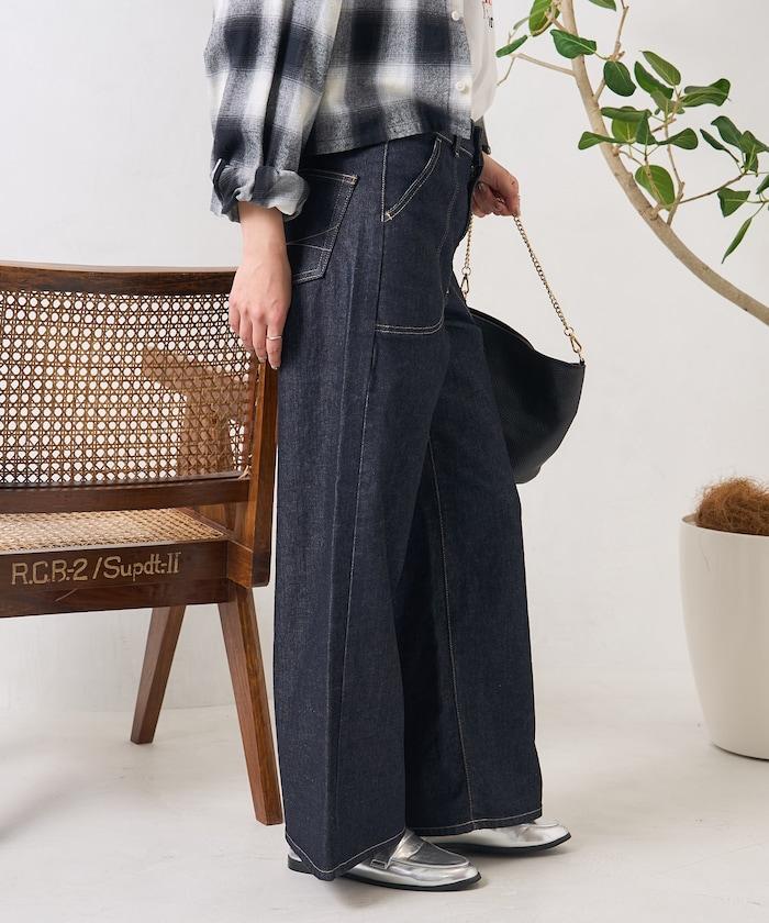 LISA LACE UP WIDE DENIM 繫帶闊腿牛仔褲