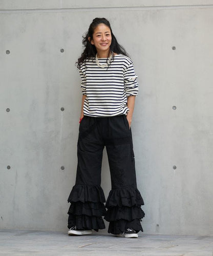 vintage蕾絲桌布改造休閒褲