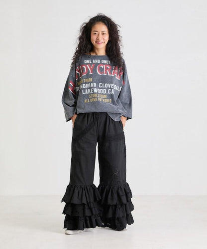 vintage蕾絲桌布改造休閒褲