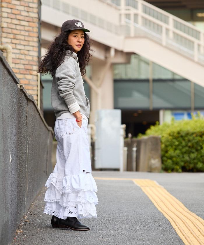 vintage蕾絲桌布改造休閒褲