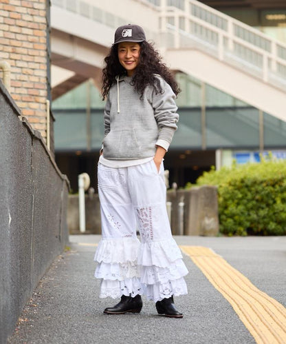 vintage蕾絲桌布改造休閒褲