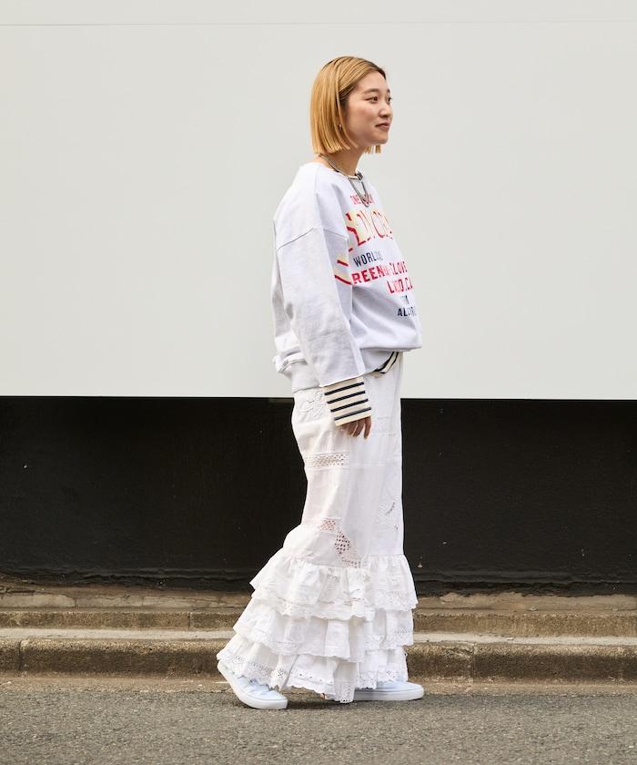 vintage蕾絲桌布改造休閒褲