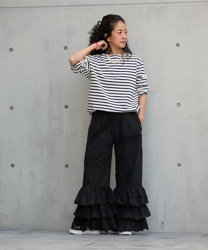 vintage蕾絲桌布改造休閒褲