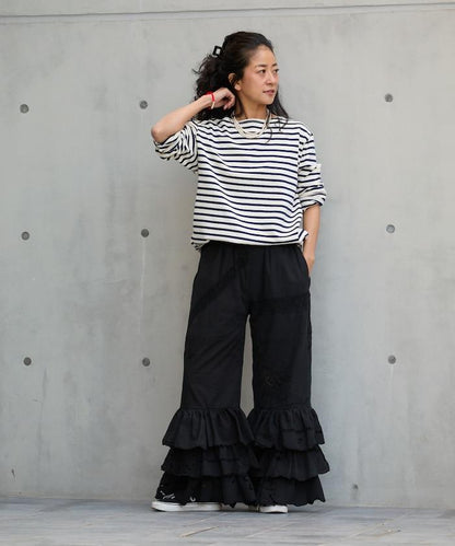 vintage蕾絲桌布改造休閒褲