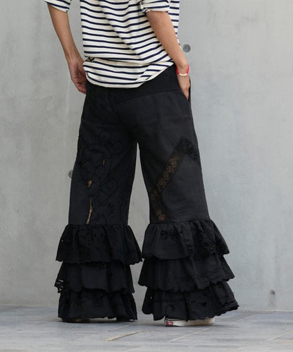 vintage蕾絲桌布改造休閒褲