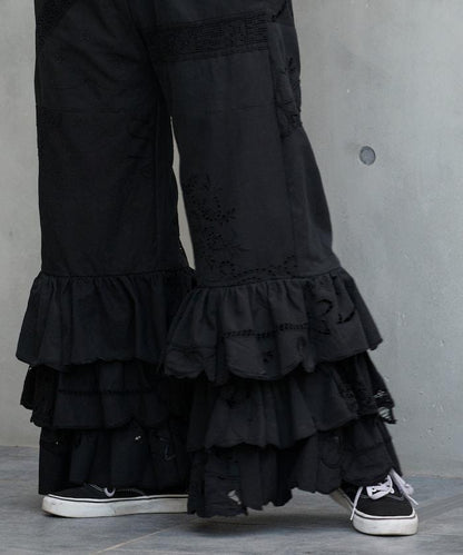 vintage蕾絲桌布改造休閒褲