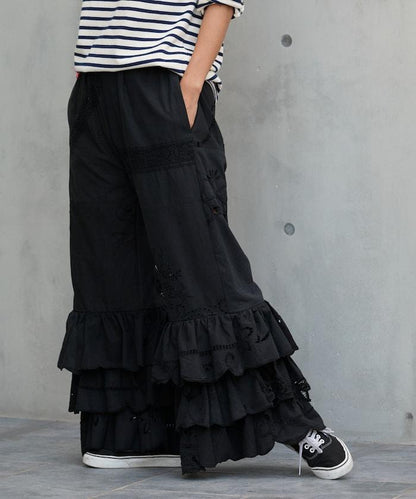 vintage蕾絲桌布改造休閒褲