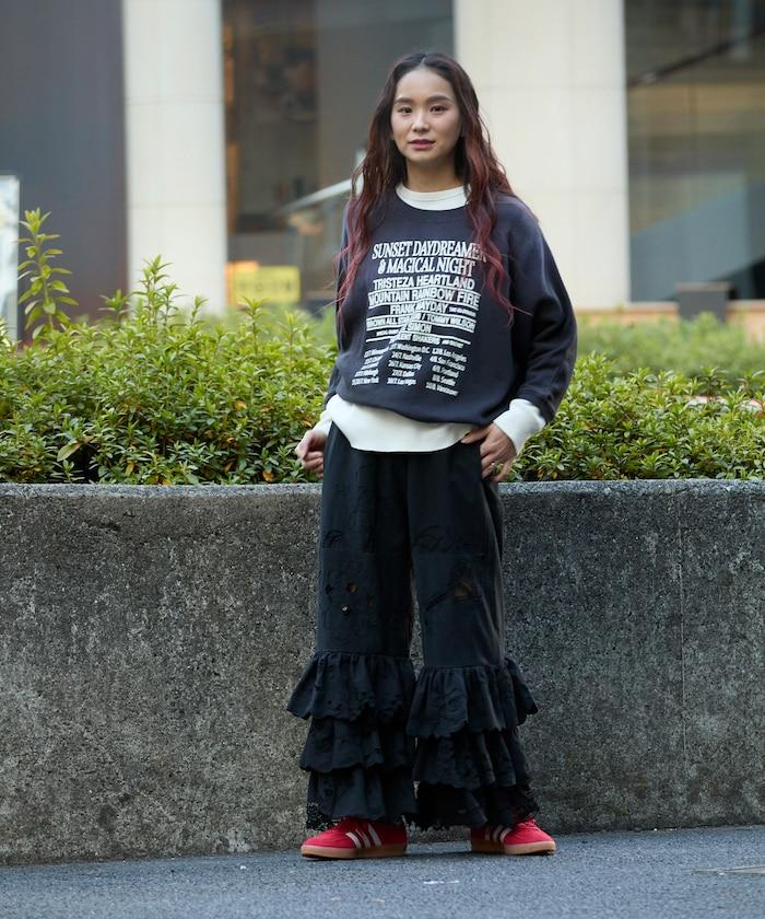 vintage蕾絲桌布改造休閒褲