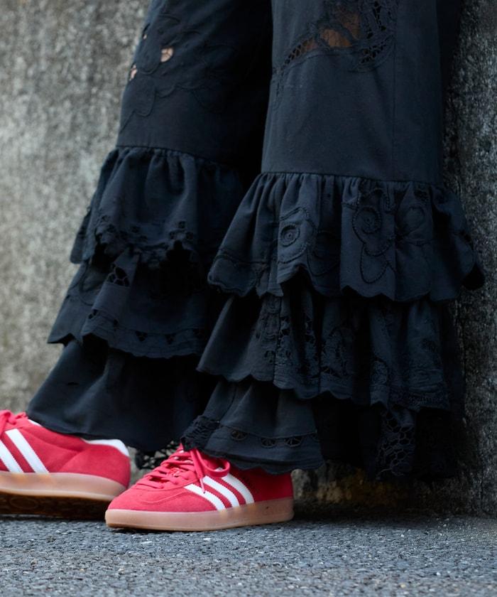 vintage蕾絲桌布改造休閒褲