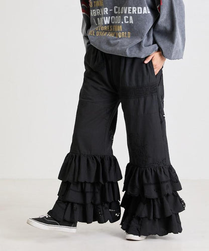 vintage蕾絲桌布改造休閒褲