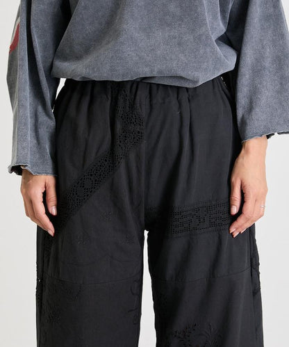 vintage蕾絲桌布改造休閒褲