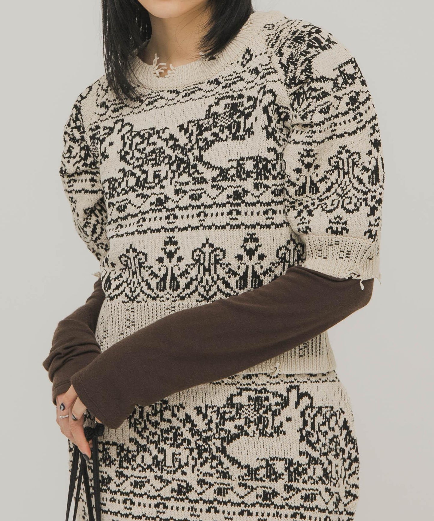 提花短袖針織上衣
