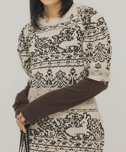 提花短袖針織上衣