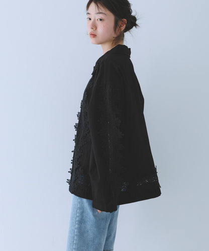 復古風 蕾絲裝飾 襯衫