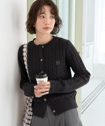 單點刺繡麻花針織金釦針織開衫