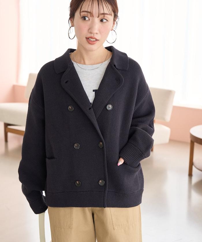 針織雙排扣夾克