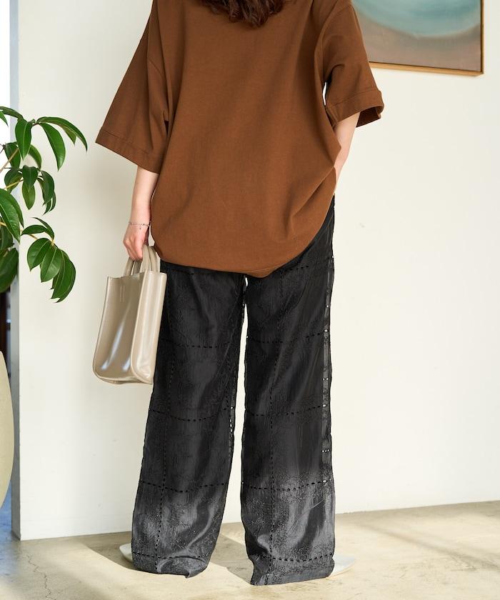 拼接風滿版刺繡 寬鬆 可成套搭配 褲子