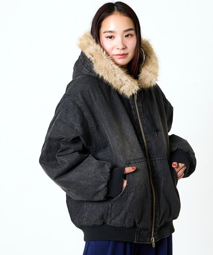 FREAK'S STORE 2way 仿皮草可拆卸連帽棉服夾克 軍裝風 連帽衫 棉服