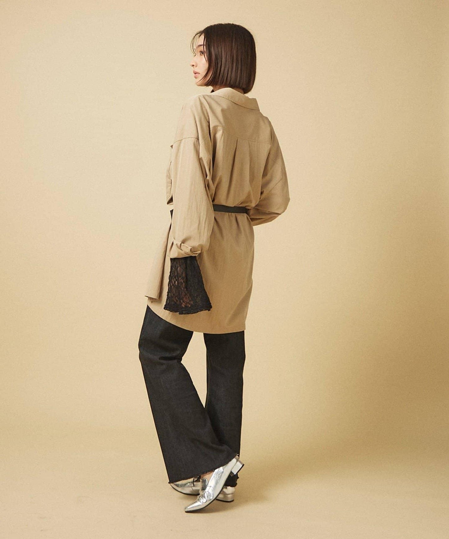 nane 彈力牛仔喇叭褲