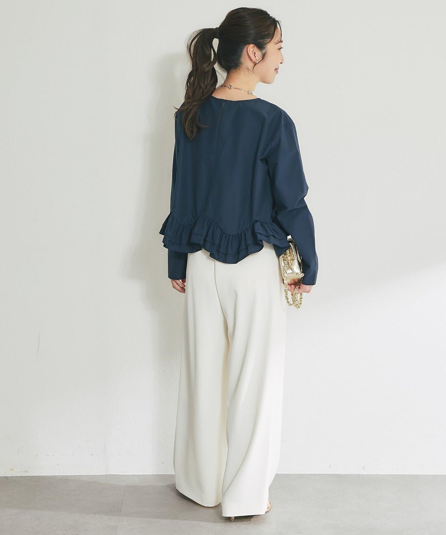 前開扣雙褶闊腿褲