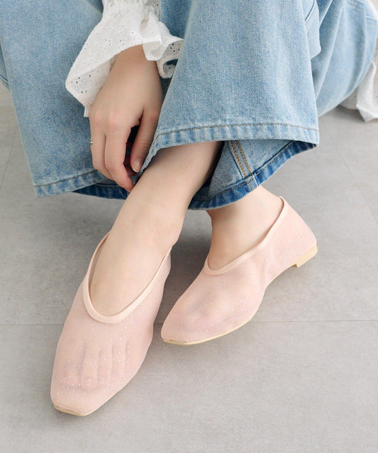 亮面網紗淺口單鞋