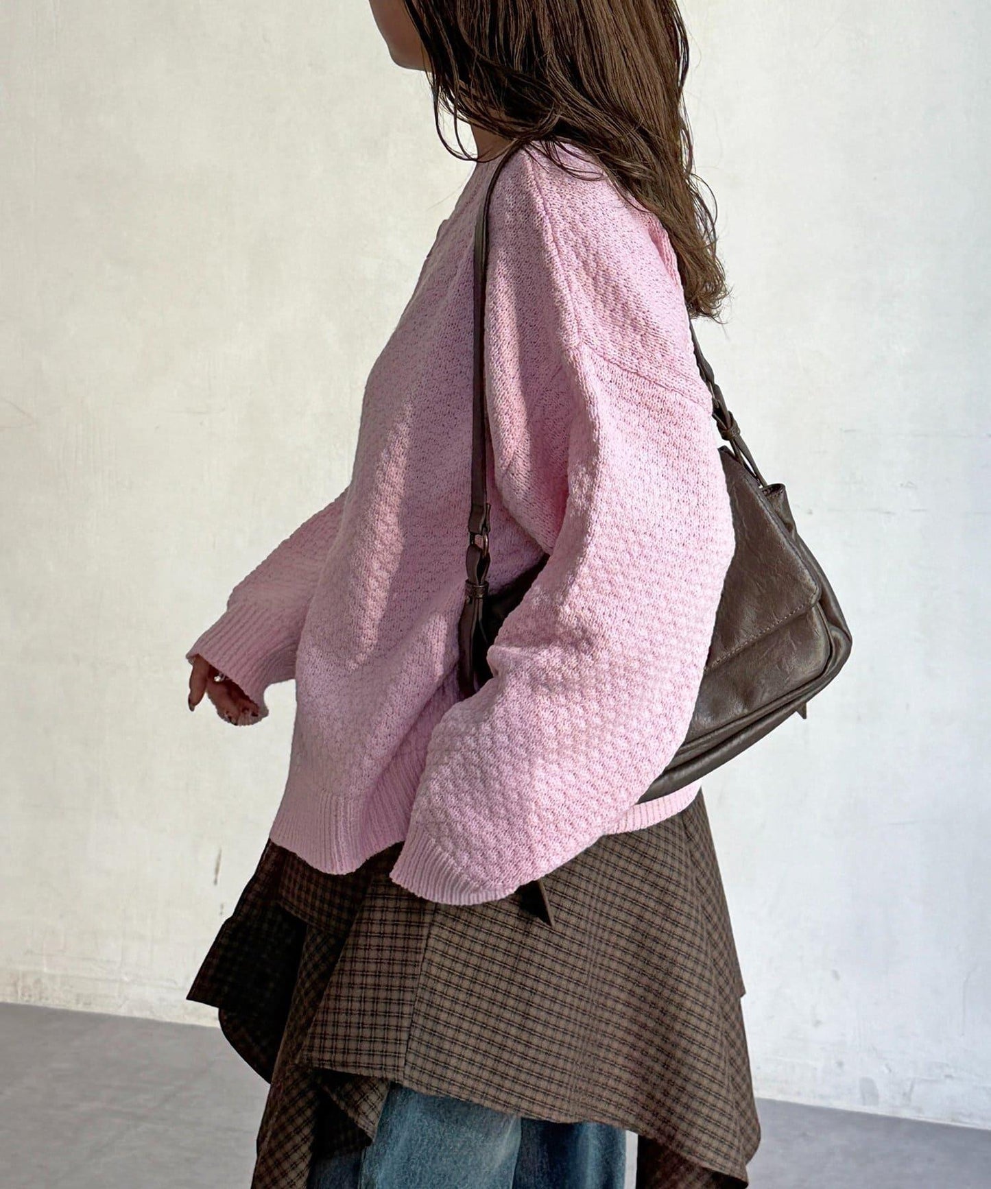 泡泡針織 圓領拉鍊 針織開衫