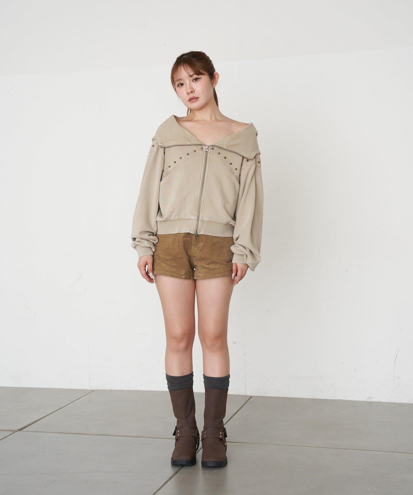 RAY CASSIN 做舊染色 蝙蝠袖 鉚釘 連帽衛衣