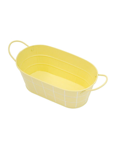 瓷磚圖案 橢圓形 馬口鐵 收納籃