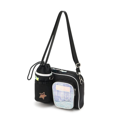 帶水瓶夾設計 多隔層 單肩包