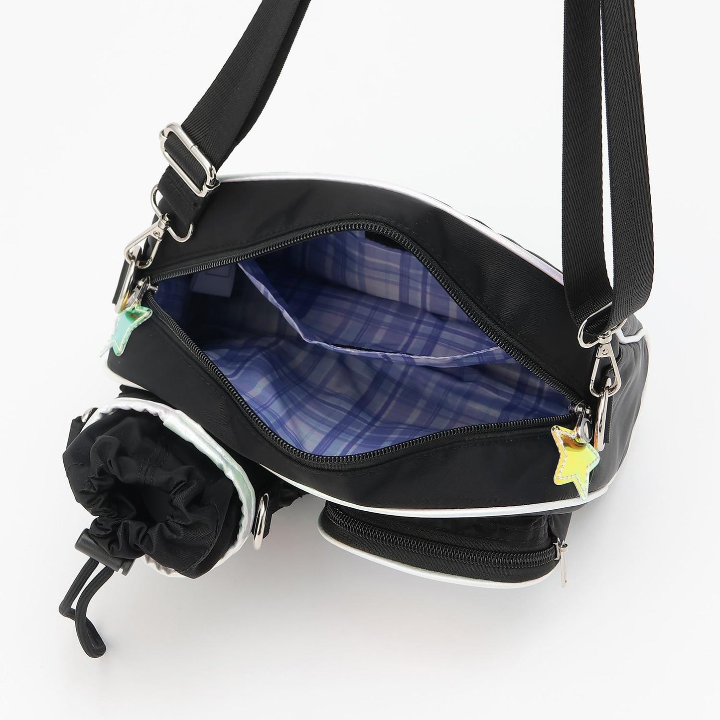 帶水瓶夾設計 多隔層 單肩包