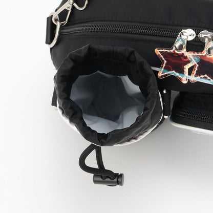 帶水瓶夾設計 多隔層 單肩包